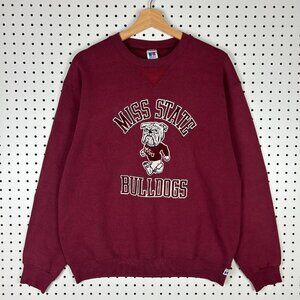 Mississippi State Bulldogs Crewneck Large 90s USA Made Maroon Bully Sweatshirt
